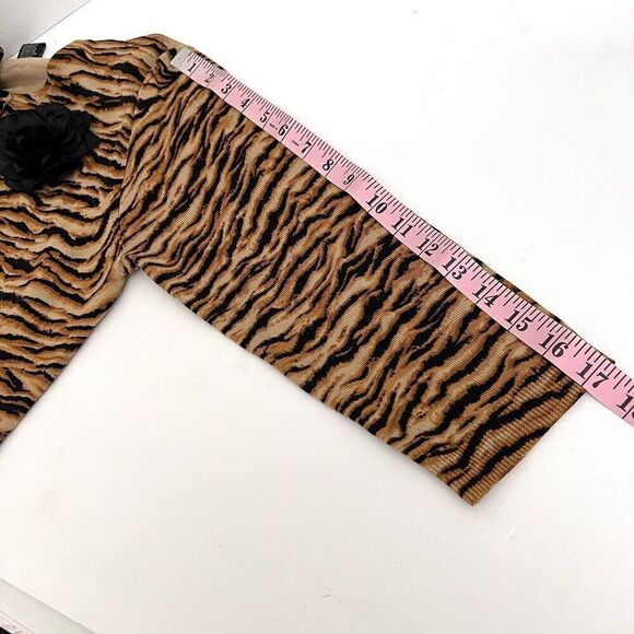 SILX by August Silk Short Cardigan Silk Blend Animal Print Sweater - Picture 7 of 13